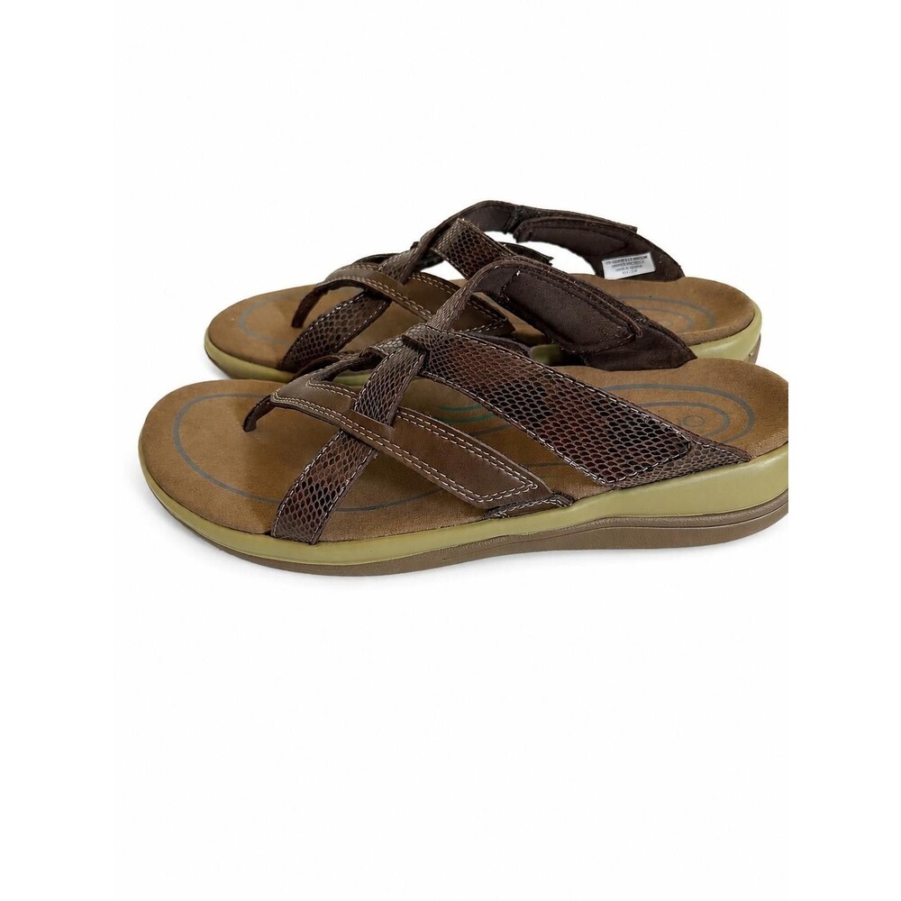 Orthofeet Womens Brown Sandals Thong Strap Orthopedic Velkro Size 9B Confort